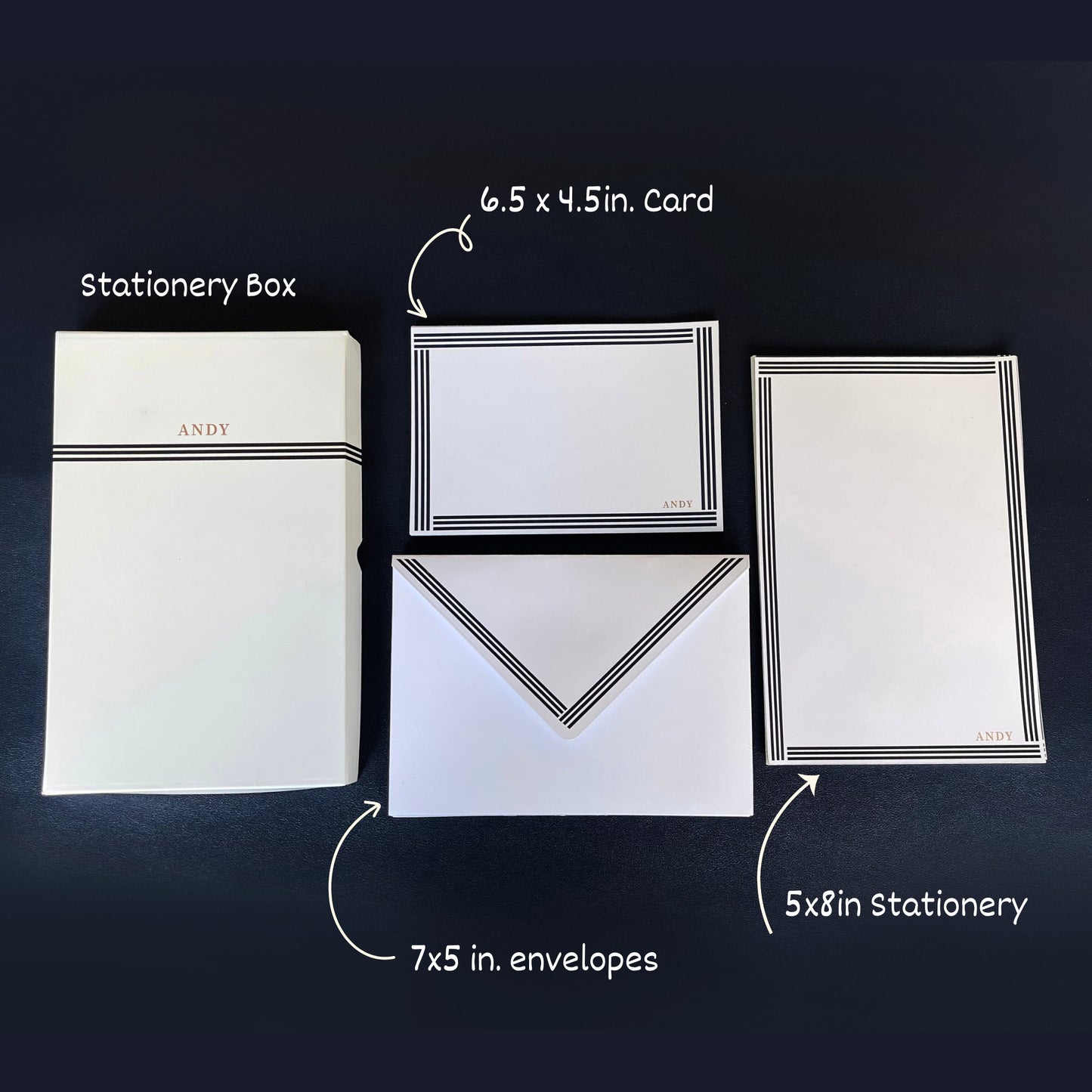 Navy Lines Stationary Set